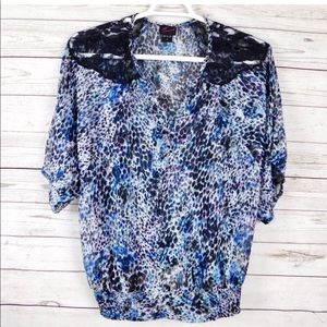 Torrid Blue Lace Shoulder Dolman Sheer Top 0 Xl